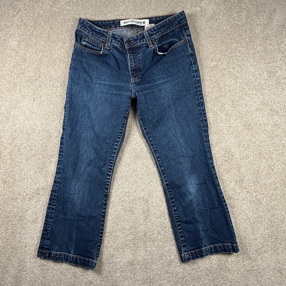 Gap Boot Cut Capri Stretch Jeans Womens 10 Reg Dark Wash Blue Denim Cropped 2011